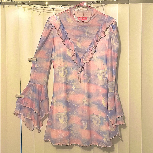 NWOT Sugar Thrillz Ruffled in Space Mini Dress(XL) - Picture 4 of 9